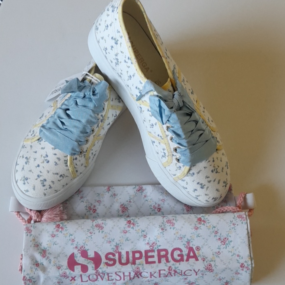 New Superga x LoveShackFancy Blue Bonnet Sneakers